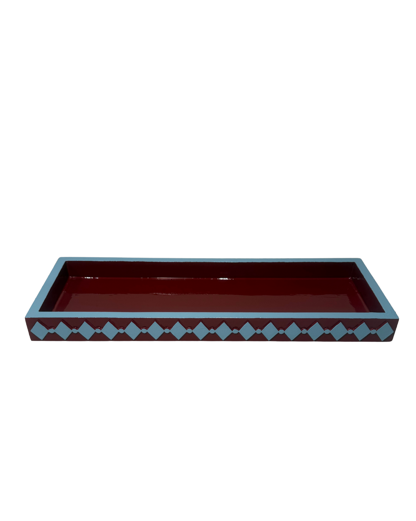 Red & light Blue Diamond Edge Tray