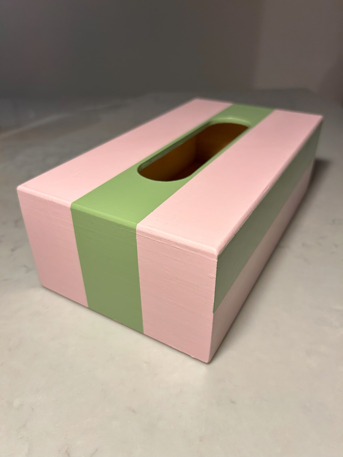 Pink and Green Striped Tissue Box
