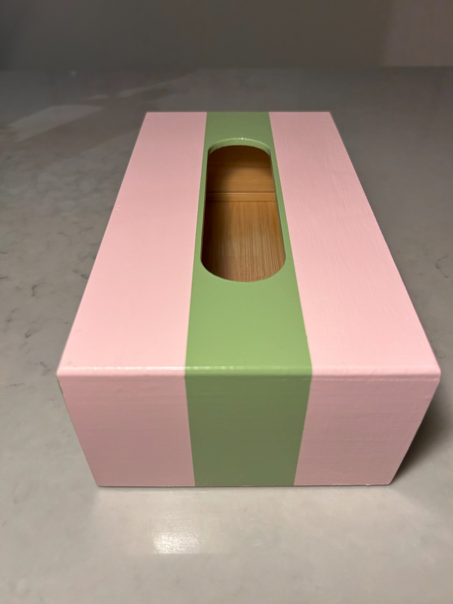 Pink and Green Striped Tissue Box