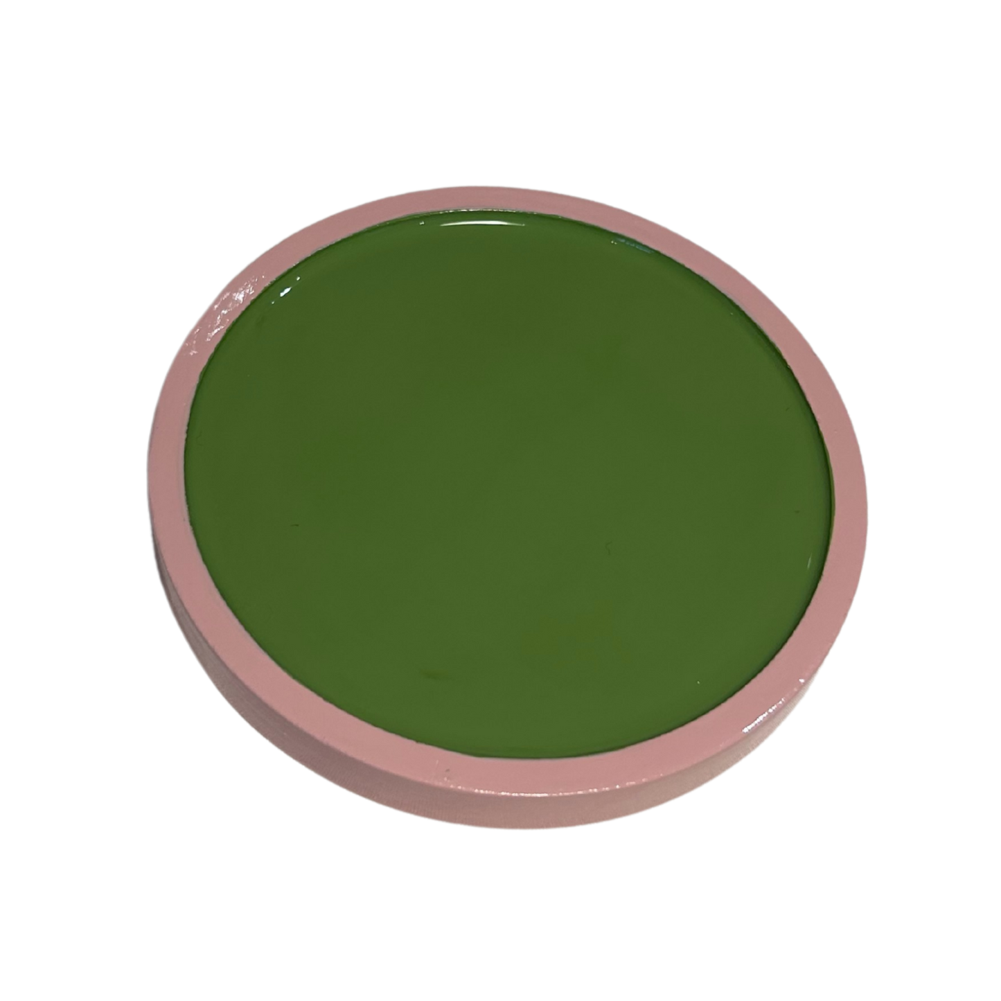 Hand Painted Green and Pink Coaster (Pair)