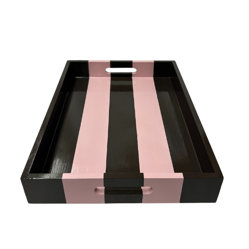 Brown & Pink Striped Coffee Table Tray