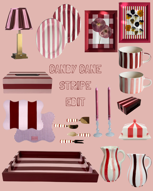 Red & Pink Stripe Edit- Homeware perfect for Christmas gifting.