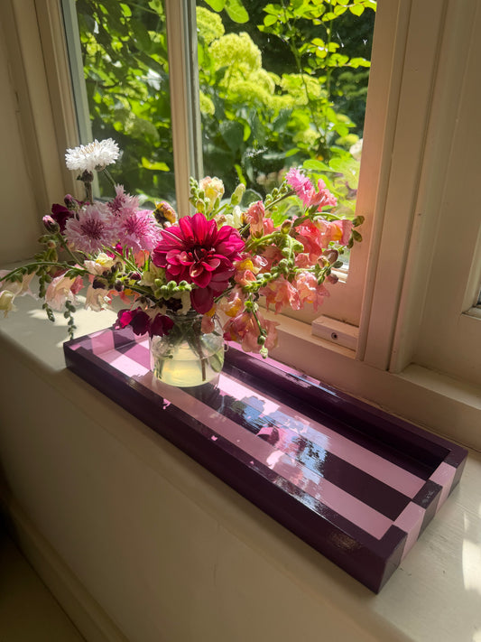 Mulberry & Blush Pink Striped Tray