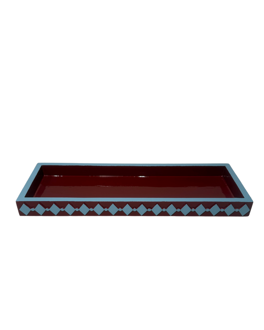 Red & light Blue Diamond Edge Tray
