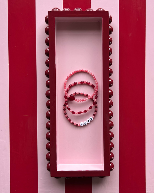 Red and Pink Bobbin Style Decorative Tray