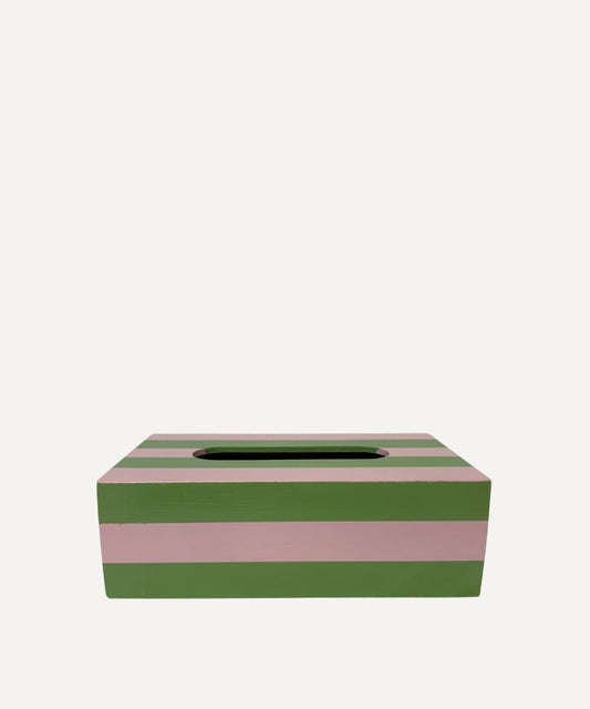 Pink and Green Striped Tissue Box