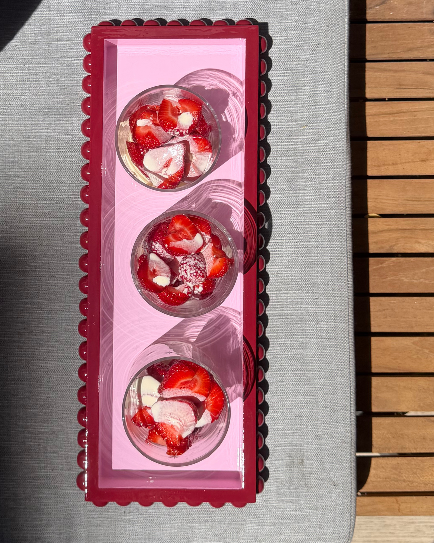 Red & Pink Bobbin Style Decorative Tray