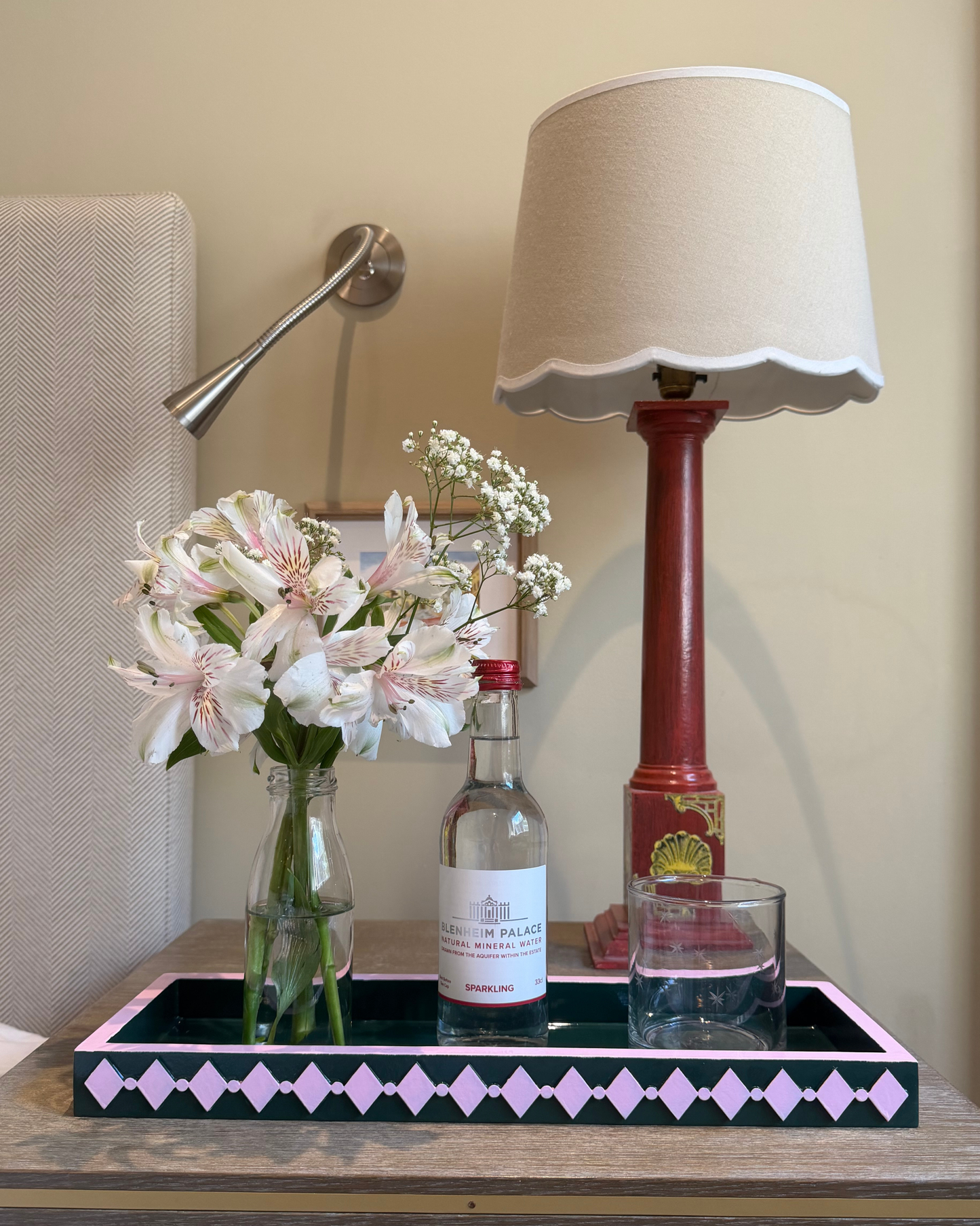 Green & Pink Diamond Edge Tray