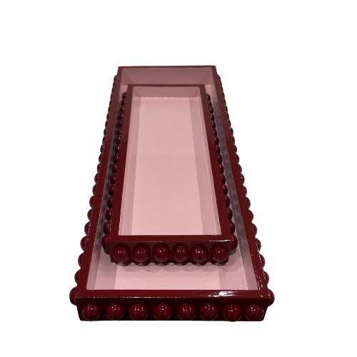 Red & Pink Bobbin Tray Set of 2- Large & Small.