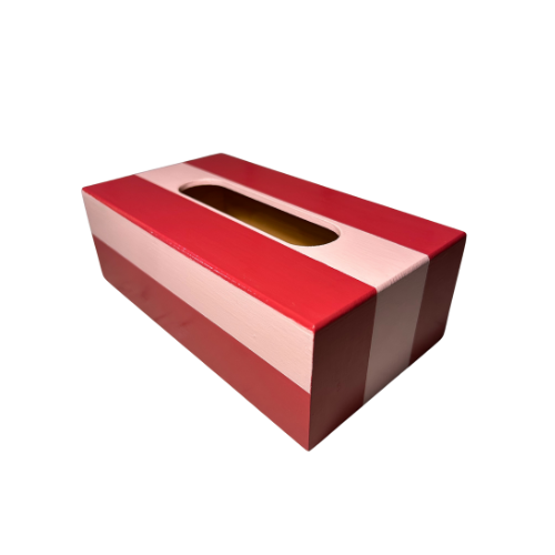 Red and Pink Striped Tissue Box