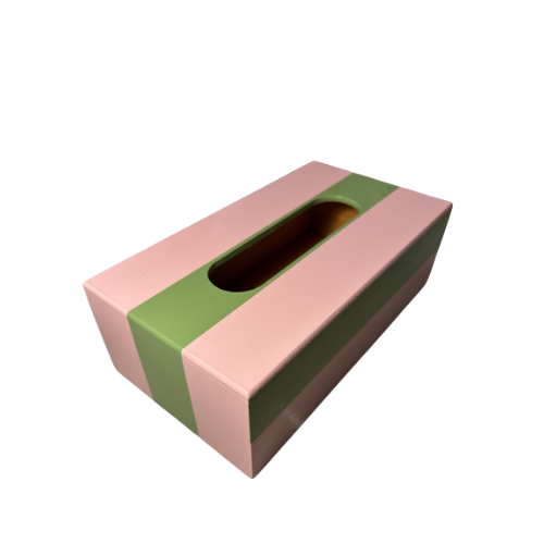 Pink and Green Striped Tissue Box