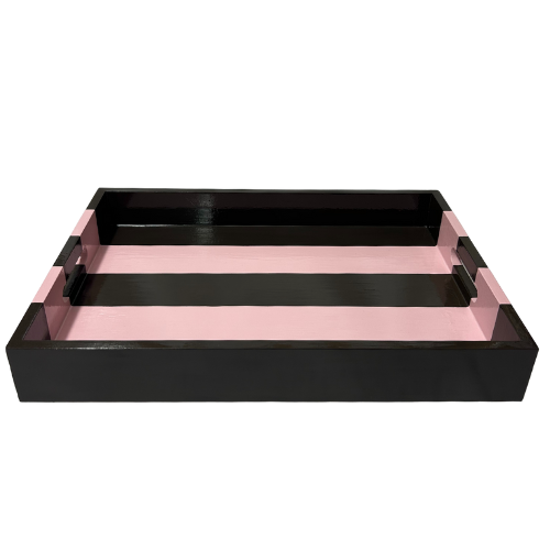 Brown & Pink Striped Coffee Table Tray