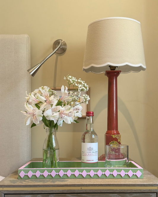 Sage Green & Pink Diamond Edge Tray