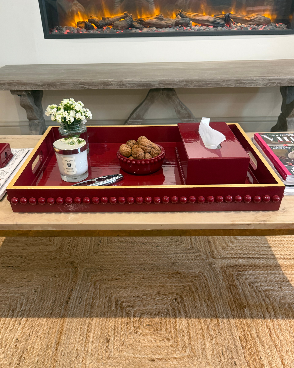 Glossy Red Bobbin Tissue Box Cover | Decorative Accessories
