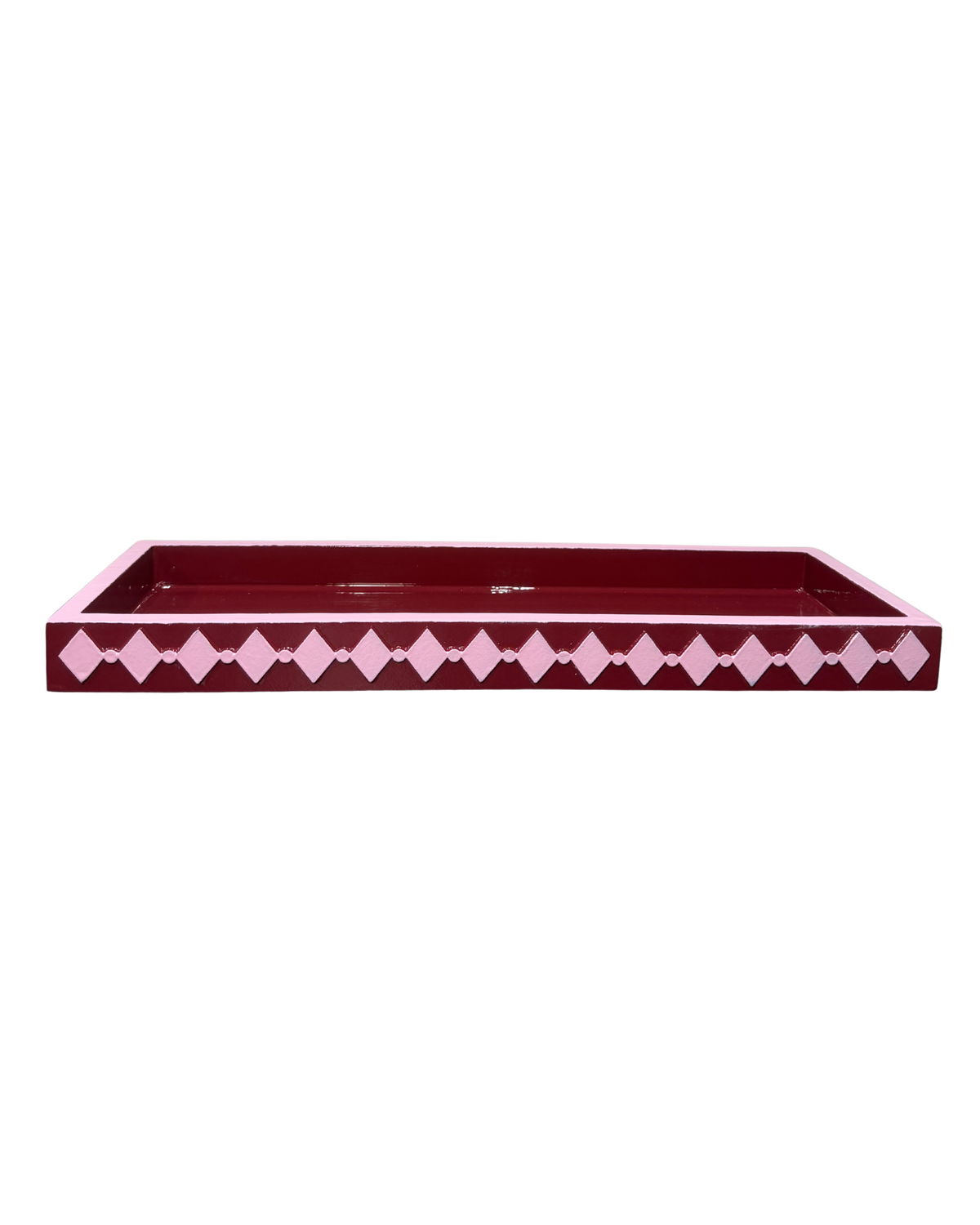 Red & light Pink Diamond Edge Tray