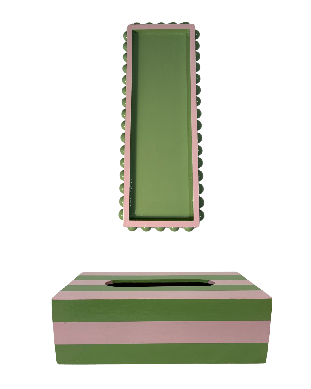 Striped Tissue Box Cover & Bobbin Tray Homeware Gift Set